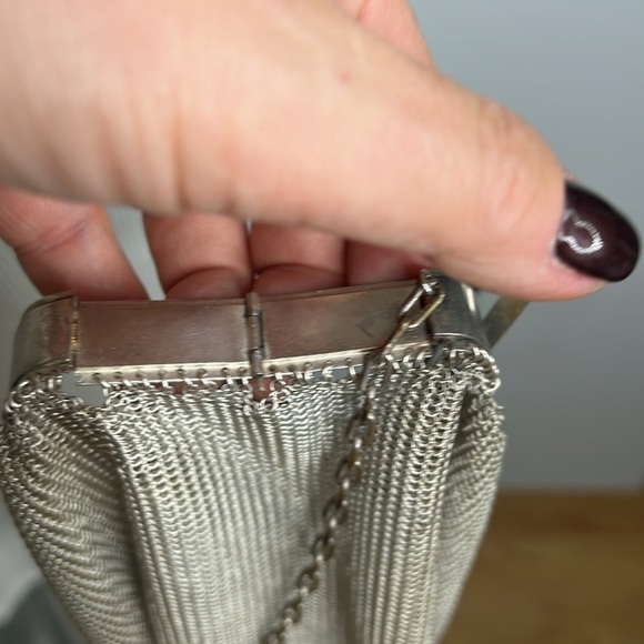 Antique Sterling Silver 925 Chain Mesh Expandable Top Snap Mirror Bag Super Rare - Picture 9 of 16